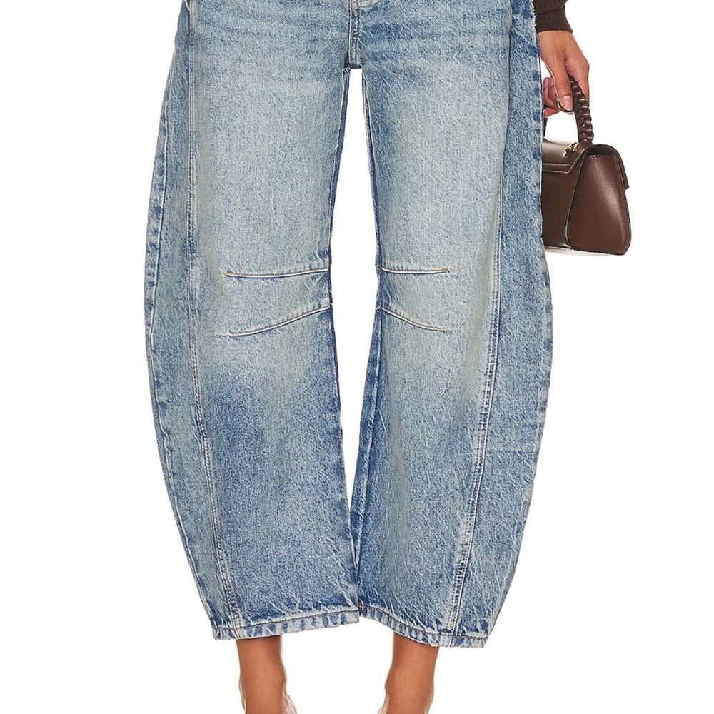 Free People Blue Flare Wide Leg Jeans